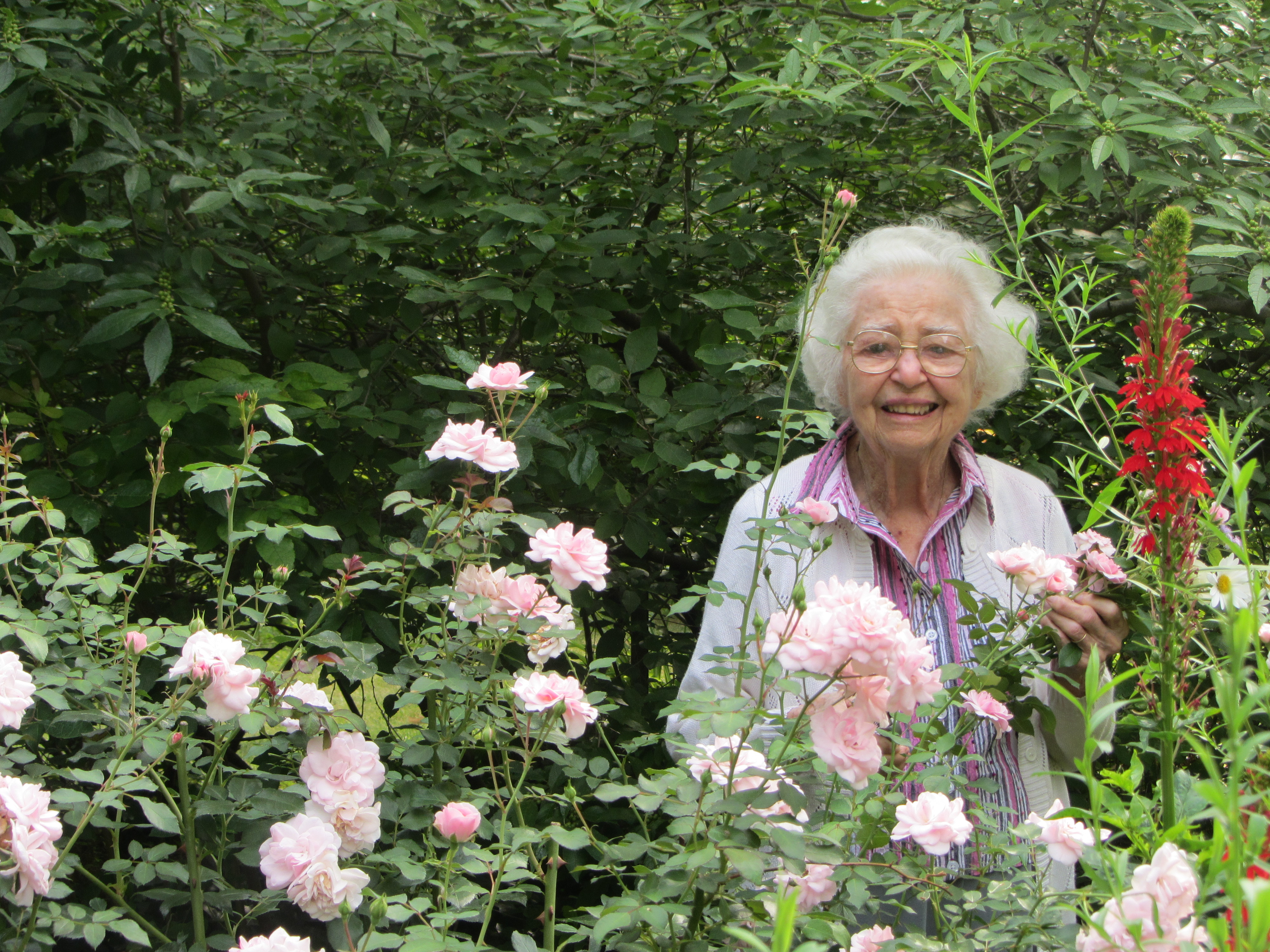 Margaret with her roses